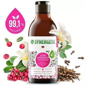 Гель для душа биоразлагаемый натуральный Гвоздика и дикая клюква Synergetic 0,38л