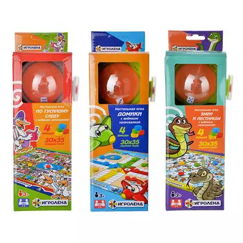 ИГРОЛЕНД Игра настольная с кубиком запускалкой, пластик, 8,5х27х7см, 3 дизайна