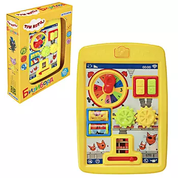 ИГРОЛЕНД Игрушка музыкальная Бизиборд "Три кота", звук, 2ААА, ABS, 12,5х19х2,5см