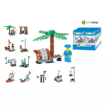 ИГРОЛЕНД Конструктор пластик, 22-42 дет., 6+, 12 дизайнов, Пир-0217-01