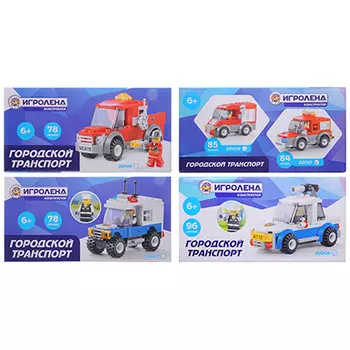 ИГРОЛЕНД Конструктор пластик, 78-96 дет., 6+, 5 дизайнов, Гор-20007/8/22008/9/10