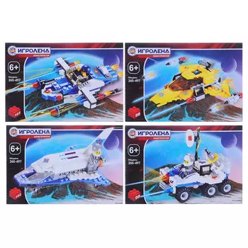 ИГРОЛЕНД Конструктор пластик, 98-103 дет., 6+, 4 дизайна, 10х15х5см