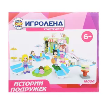 ИГРОЛЕНД Конструктор пластик, 99-105 дет., 6+, 4 дизайна, Дев-18006