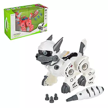 ИГРОЛЕНД Конструктор "Робо-Щенок", свет, звук, движение, 2АА, ABS, 32х22х12,5см, 2 дизайна