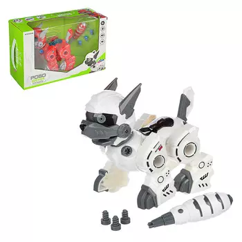 ИГРОЛЕНД Конструктор "Робо-Щенок", свет, звук, движение, 2АА, ABS, 32х22х12,5см, 2 дизайна