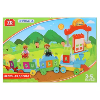 ИГРОЛЕНД Конструктор с большими деталями, пластик, 41-70 дет., 30х20х10см, 8 дизайнов