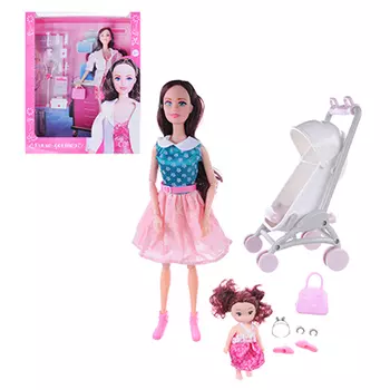 ИГРОЛЕНД Кукла с аксессуарами, 7-12 пр., ABS,PVC, полиэстер, 18х32х6,5см, 3 дизайна