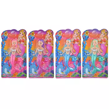 ИГРОЛЕНД Кукла с хвостом русалки, PVC,PP,HIPS, 11x21х2см, 4 дизайна