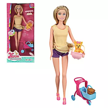 ИГРОЛЕНД Кукла с питомцем, 6 пр., ABS, ПВХ, полиэстер, 21,5х32х6,5см