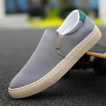 Fashion Canvas Loafers Men s Casual Shoes Non-slip Male Flats Breathable Sneakers Men Loafer Shoes Summer Lightweight Zapatillas Hombre 39 серый