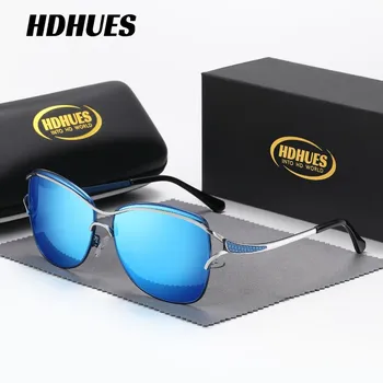 HdHues Унисекс Солнцезащитные очки в металлической поляризованной оправе «бабочка» для путешествий и путешествий, UV400. золотой