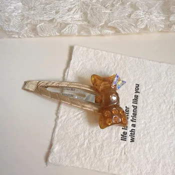 New Design Sweet Bow Hair Clip, Cute Resin Crystal Bangs Barrettes for Girls & Women, Heartwarming Hairpins for Flyaways