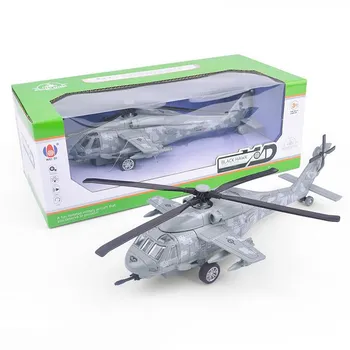 Игрушечный военный вертолет Black Eagle со светом и звуками, мальчики и девочки используют самолет из расплавленного металла под давлением Size:27*14*7cm армия зеленый