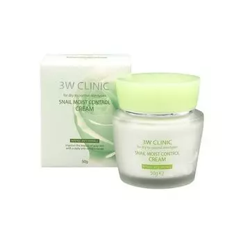 Крем для лица восстанавливающий с улиточным муцином Snail moist control cream 3W Clinic 50мл