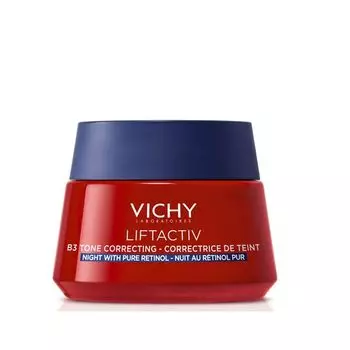 Крем для лица против пигментации и морщин с ретинолом ночной Liftactiv В3 Vichy/Виши банка 50мл