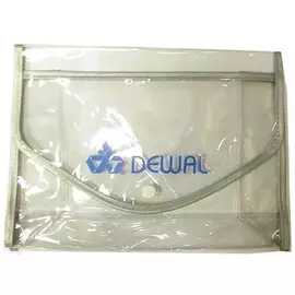 DEWAL PROFESSIONAL Косметичка на кнопке, полимерный материал, прозрачно-серая 22х8х16 см