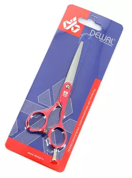 DEWAL PROFESSIONAL Ножницы парикмахерские прямые 5,5" (красные)