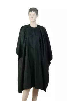 DEWAL PROFESSIONAL Пеньюар для стрижки Буквы, полиэстер, на крючках, черный 128х148 см