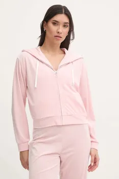 Пижамная толстовка LIV RIB VELOUR HOODIE с капюшоном Juicy Couture, розовый