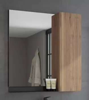 Зеркальный шкаф 73x80 см дуб темный/черный муар Comforty Кёльн 00004149061