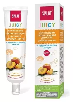 Детская зубная паста Splat "Juicy", укрепляющая, с гидроксиапатитом кальция, персик, 35 мл