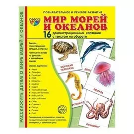 Демонстрационные картинки Мир морей и океанов 16 карточек с текстом Учебно-методическое пособие с комплектом демонстрационного материала