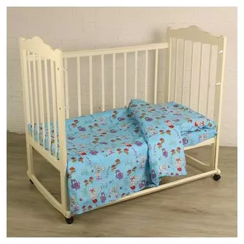 Детское постельное бельё Baby "Лесная сказка", цвет голубой, 112х147 см, 110х150 см, 60х60 см, бязь 142 гр/м