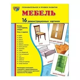 Демонстрационные картинки супер мебель 16 карточек с текстом Учебно-методическое пособие с комплектом демонстрационного материала 173х220 мм