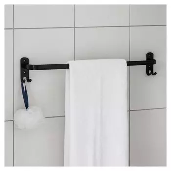 Держатель для полотенец, 4 крючка, 58×10×7,5 см, цвет чёрный