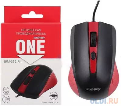 Мышь проводная Smartbuy ONE 352 красно-черная [SBM-352-RK]