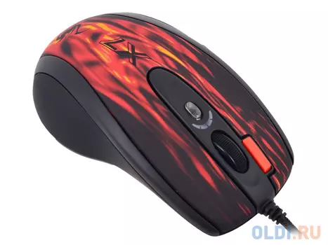 Мышь A4Tech XL-750BK красный/черный лазерная (3600dpi) USB2.0 игровая (6but)