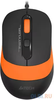 Мышь A4Tech Fstyler FM10S черный/оранжевый оптическая (1600dpi) silent USB (4but)
