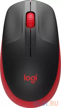 Мышь беспроводная Logitech M190 чёрный красный USB + радиоканал
