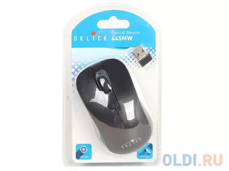 Мышь Oklick 445MW черный оптическая (1200dpi) беспроводная USB (2but)