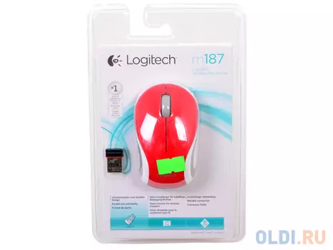 Мышь (910-002737) Logitech Wireless Mini Mouse M187, Red