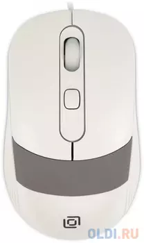 Мышь Oklick 310M, оптическая, проводная, USB, белый и серый [1869103]