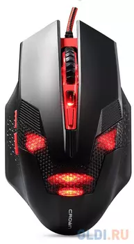 Мышь проводная Crown CMG-04 CYBORG RED чёрный USB