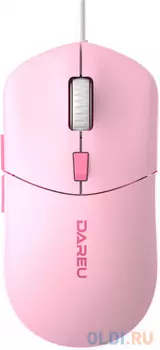 Мышь проводная Dareu LM121 Pink (розовый), DPI 800/1600/2400/6400, подсветка RGB, размер 116x35x60мм, 1,8м