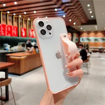 Матовый прозрачный чехол для телефона с ремешком на запястье для Iphone 14 13 12 11 Pro Max 14 Plus 13pro 11, противоударный бампер, защита линз, мягкий чехол For iPhone 13Pro Max