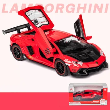 Масштаб 1/32 Lambor LP770-4, литая под давлением модель автомобиля, игрушечный автомобиль с откатным механизмом, звуком и светом для детей, коллекция подарков для мальчиков и девочек 1/32-15.5x7x4cm белый