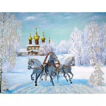 53024 Набор для вышивания бисером Astrea 'Тройка', 43х33 см