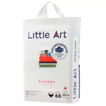 Little Art Детские подгузники размер M 6-9 кг, 66 шт (Little Art, Подгузники на липучках)