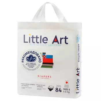 Little Art Детские подгузники размер S 4-6 кг, 84 шт (Little Art, Подгузники на липучках)