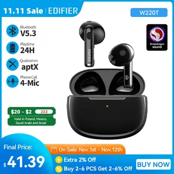 TWS-наушники Edifier W220T с поддержкой Bluetooth 5,0 и 4-микрофоном