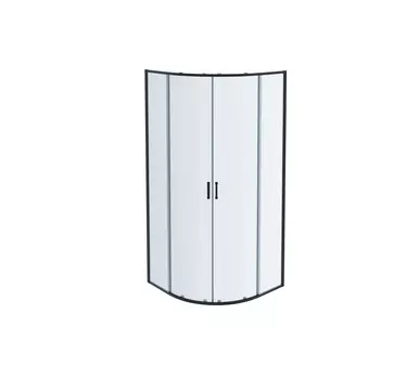 AQ ARI RO 10020BL Душевой уголок 1/4 круга, двери раздвижные 1000x1000x2000, профиль черный, стекло прозрачное