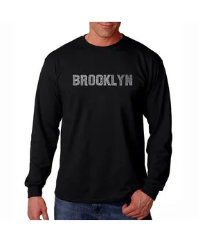 Мужская футболка с длинным рукавом word art - brooklyn neighborhoods LA Pop Art, черный