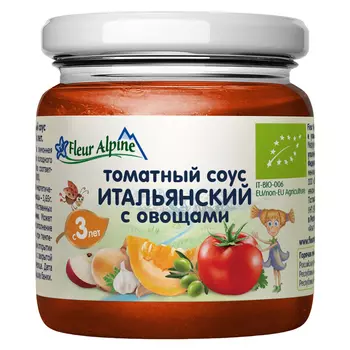 Соус Fleur Alpine Итальянский томатный с овощами с 3 лет, 95 г