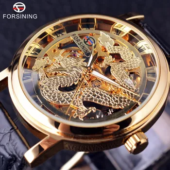Forsining Dragon Watch Мужская мода и отдых Ажурный Дракон Ручной механический часы