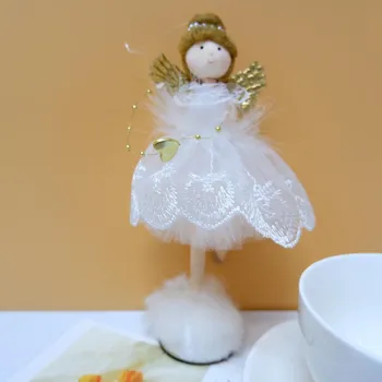Белый набор из 4 предметов, Рождественская кукла-ангел, мягкая игрушка, подвеска, елочные украшения, Рождественское украшение для дома, Новый год чёрный