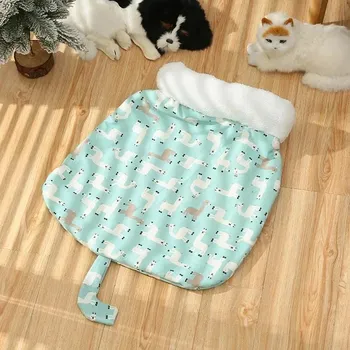 Спальный мешок для кошек, мягкий, пушистый, утолщенный, с карманами для домашних животных, стеганое одеяло, кровать для котенка, щенка, мягкое удобное гнездо, товары для домашних животных